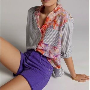 Anthropologie Maeve Clarissa High-Low Buttondown